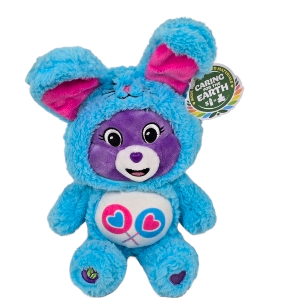 Care Bears Share Bear Bunny Hood Plush NWT Easter Blue 12”